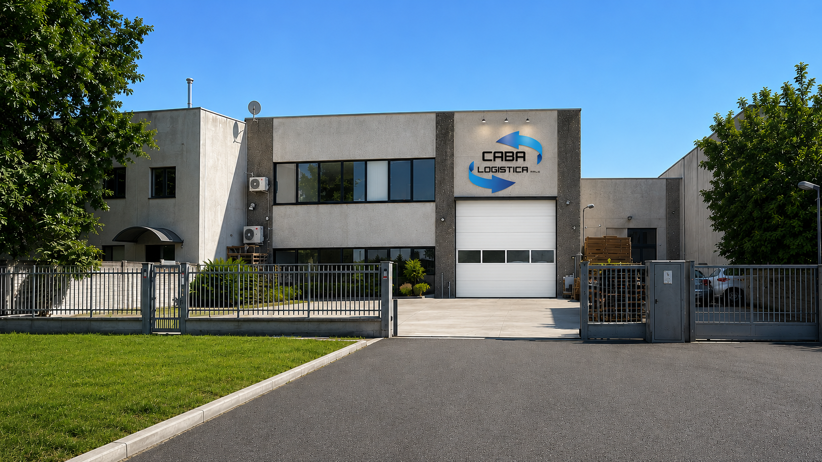 Sede CABA Logistica: edificio con logo e ingresso carrabile