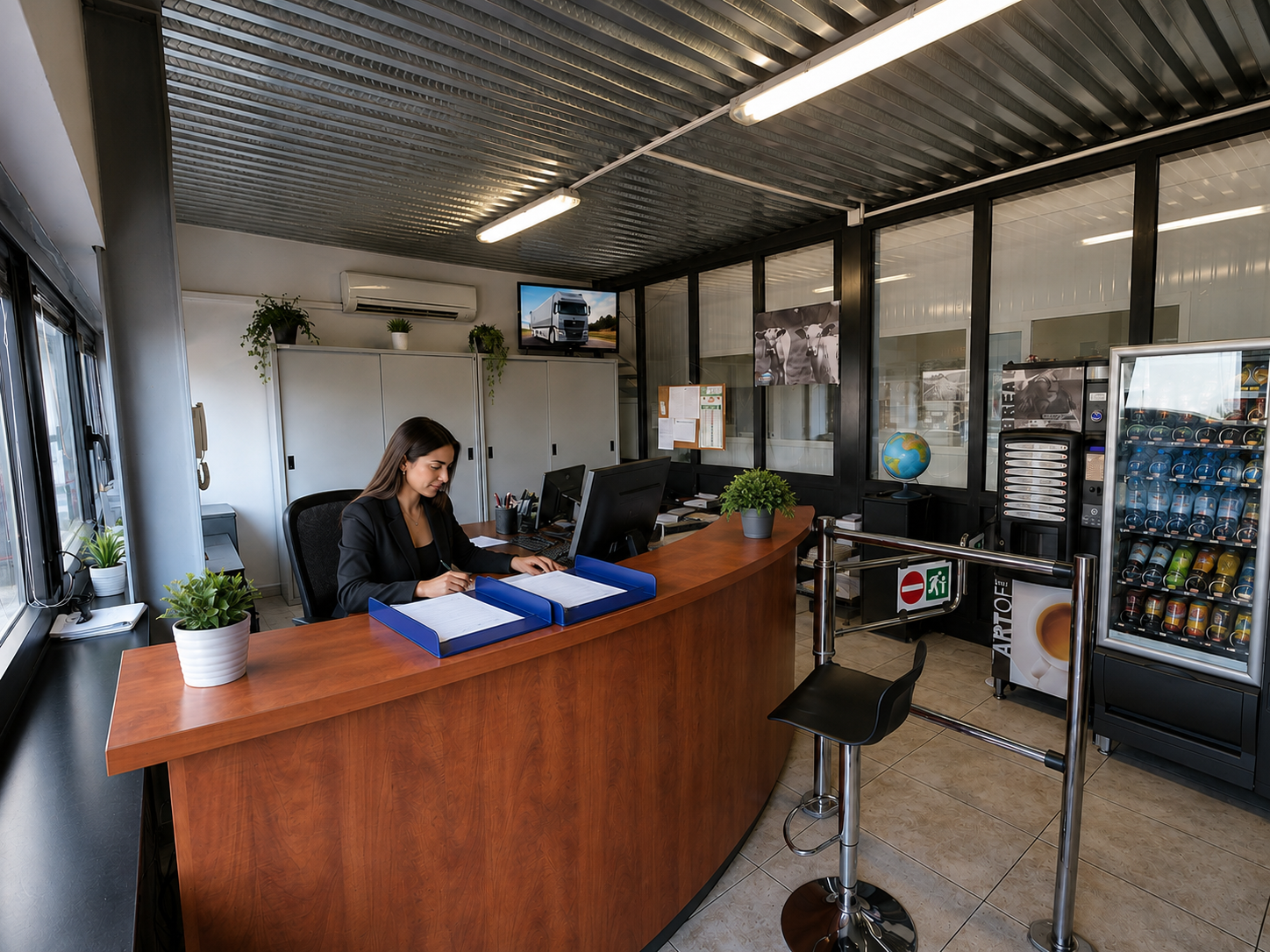 Ufficio CABA Logistica: reception con bancone e area accoglienza